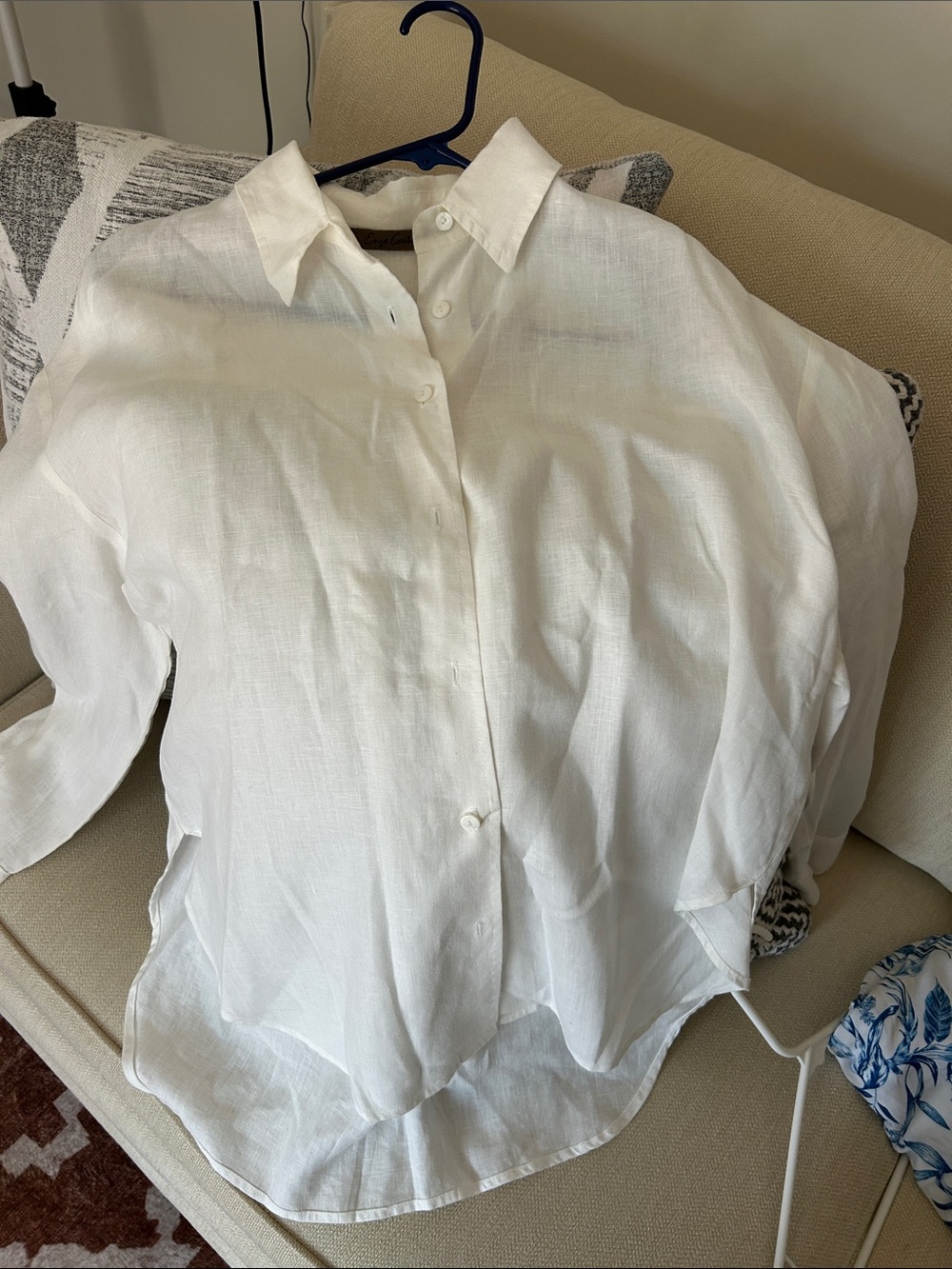 Enza Costa White Linen Button-Front Shirt